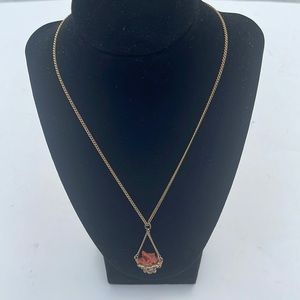 Vintage estate coral gold necklace